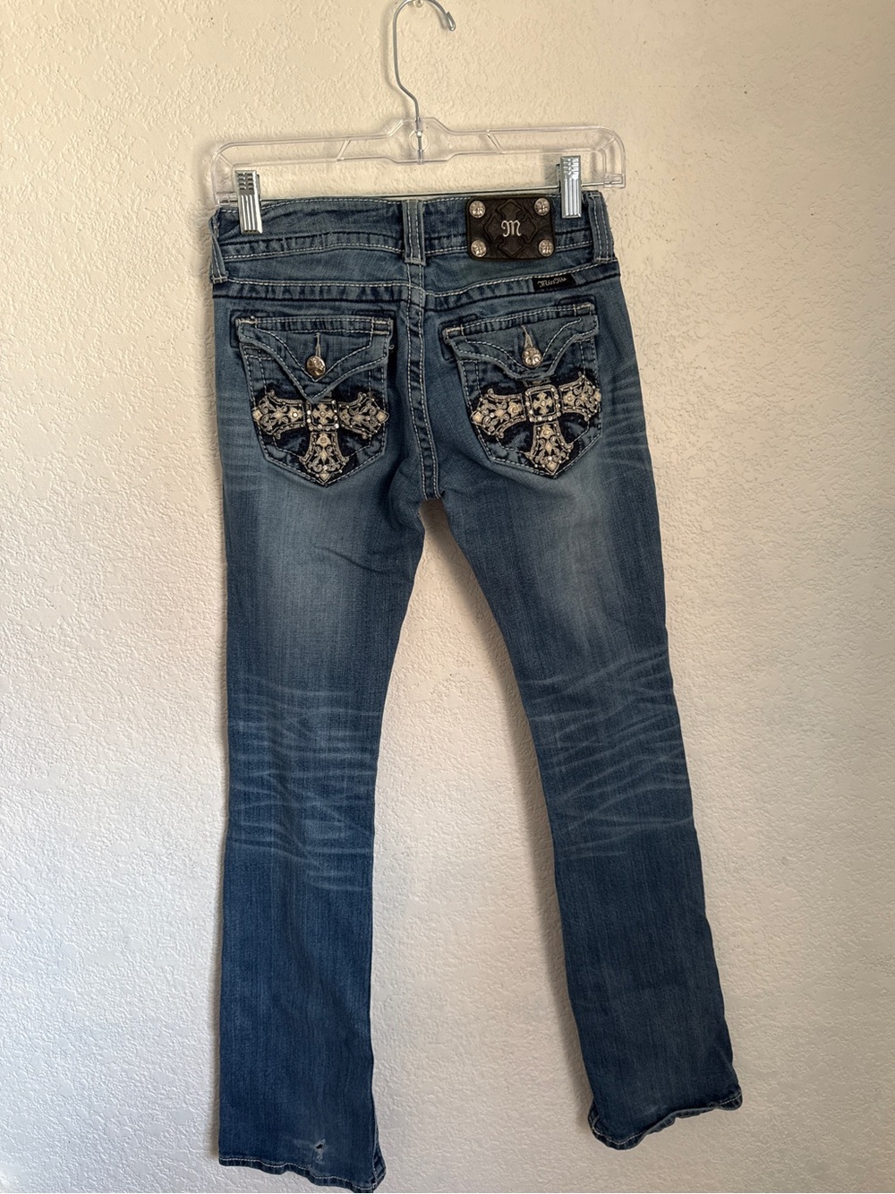 Miss Me JP946B10 Bootcut Jeans Embellished Cross Pockets Y2K Size 26